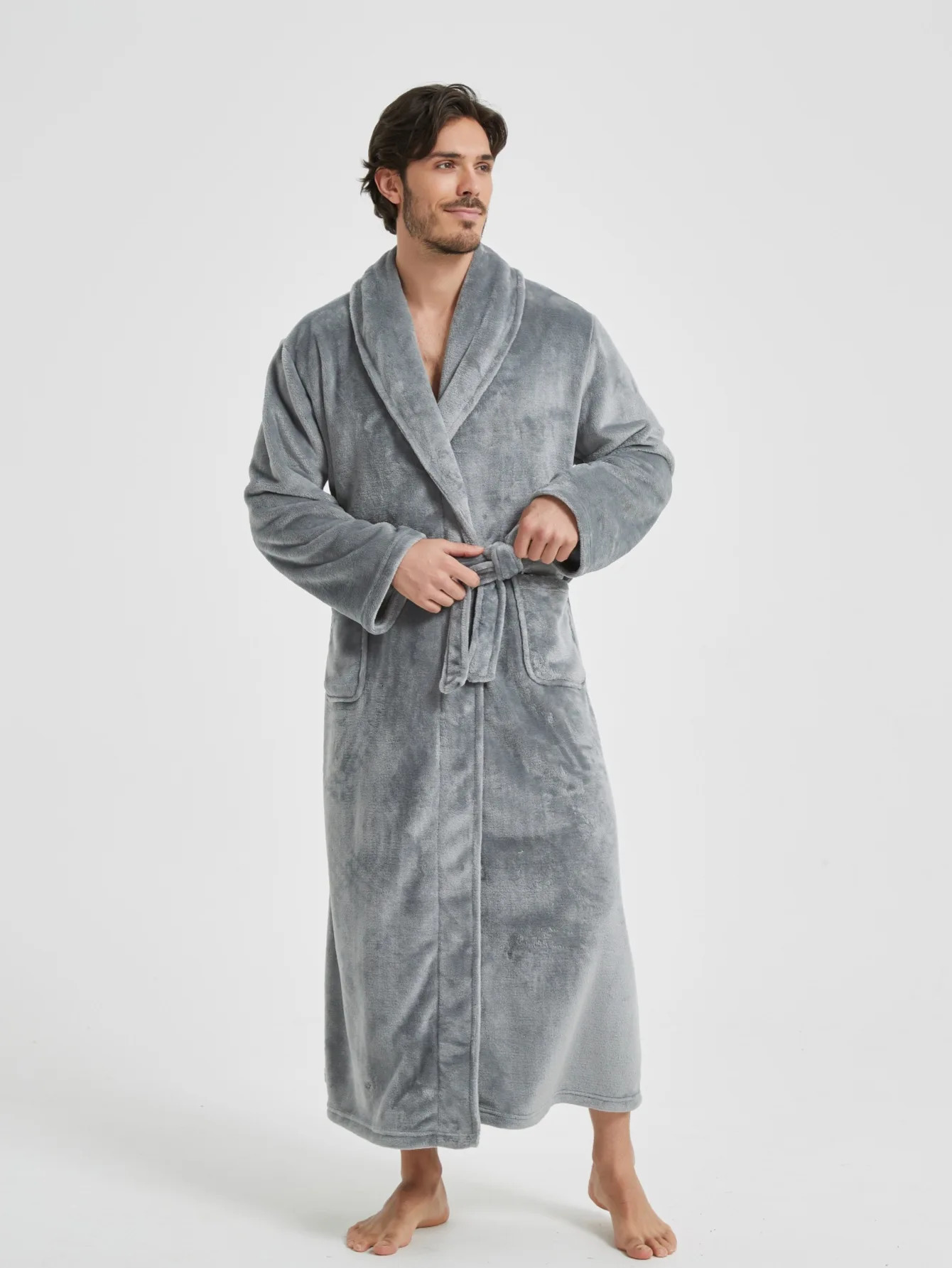 American-Style Autumn/Winter Couples' Bathrobe Morning Robe Nightgown Men's Winter Pyjamas Homewear Flannel Nightgown 260825 - view 7
