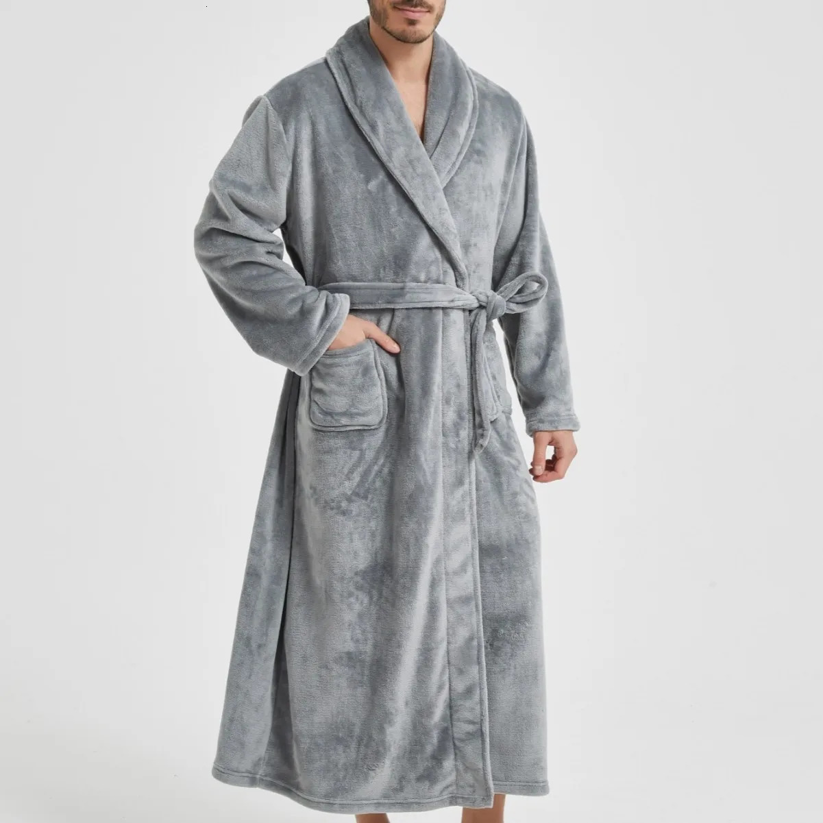American-Style Autumn/Winter Couples' Bathrobe Morning Robe Nightgown Men's Winter Pyjamas Homewear Flannel Nightgown 260825 - view 4
