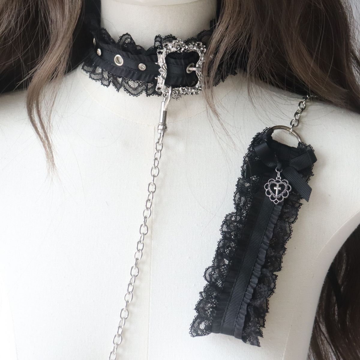 Dark style punk leather buckle collar spicy girl Y2K gothic - view 5
