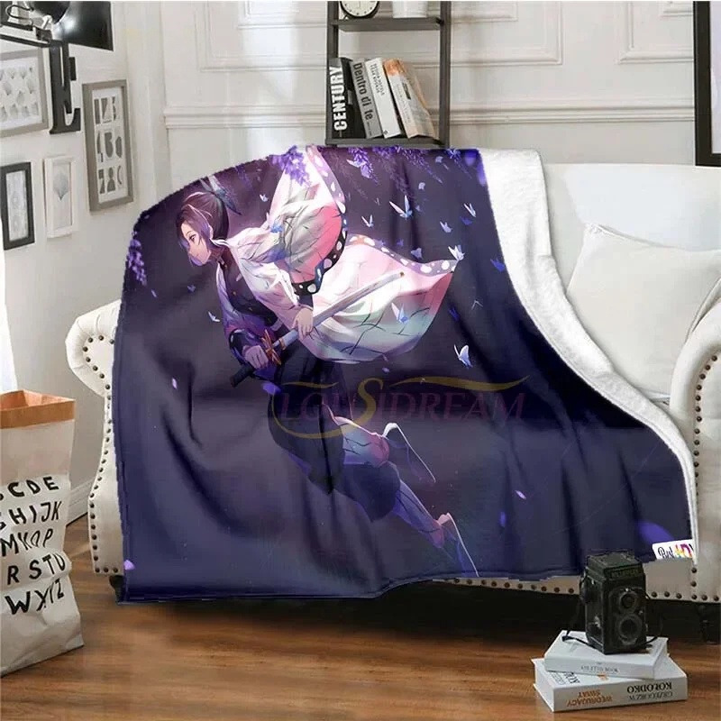 Demon Slayer Tanjiro Nezuko Flannel Throw Blanket Soft Warm Printed Fleece Blanket Cartoon Blanket Super Soft Plush Throw Blanket Holiday Decor For Gi - view 6