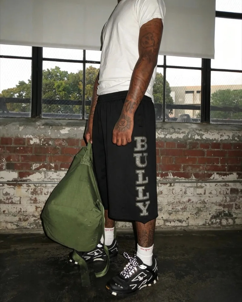 Y2K BULLY fluorescent printed 7/8 Shorts vintage Frayed Hem Vintage Letter Graphic Loose Fit Street Skateboard Sweat Shorts 260824 - view 6