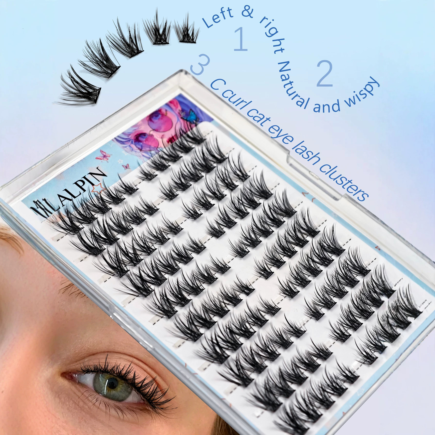 Glue-free self-adhesive false eyelashes, pure desire fox-style self-grafting segmented lazy three-step eyelashes - view 4