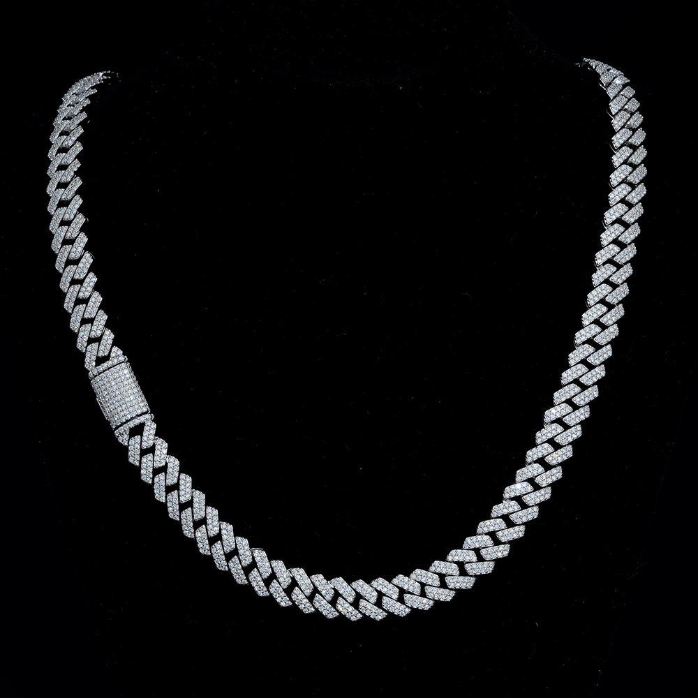 Hip Hop Custom Jewelry Gold Plated Iced VVS Moissanite 925 Sterling Silver Miani Cuban Link Chain Necklace GRA Certified Unisex - view 5
