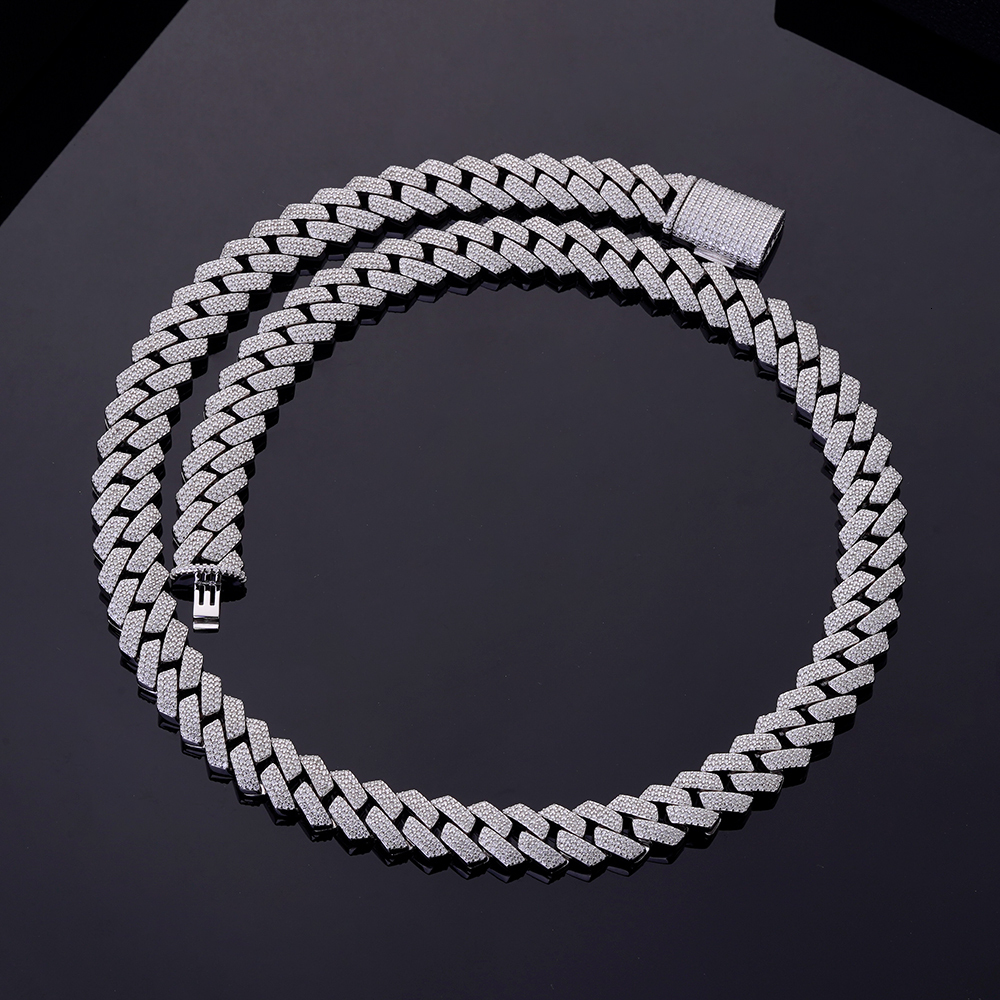 Hip Hop Custom Jewelry Gold Plated Iced VVS Moissanite 925 Sterling Silver Miani Cuban Link Chain Necklace GRA Certified Unisex - view 6