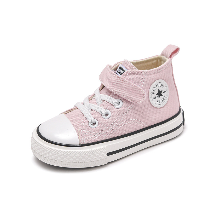 new Free shipping Childrens shoes Children's high top canvas shoes new breathable and comfortable white shoes - view 8