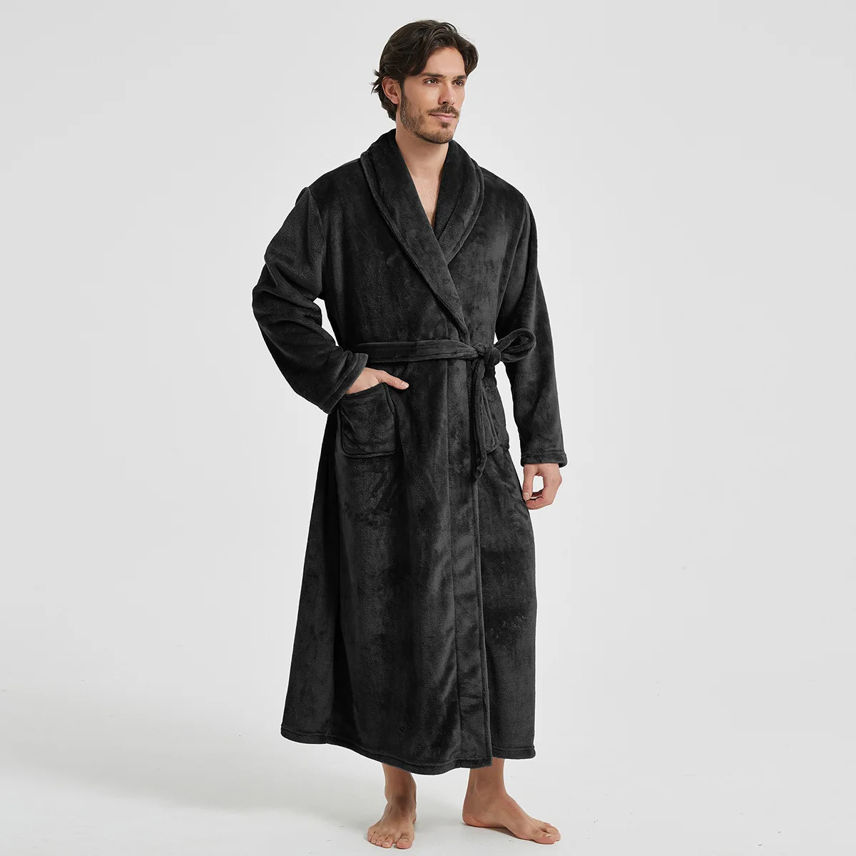 American-Style Autumn/Winter Couples' Bathrobe Morning Robe Nightgown Men's Winter Pyjamas Homewear Flannel Nightgown 260825 - view 5