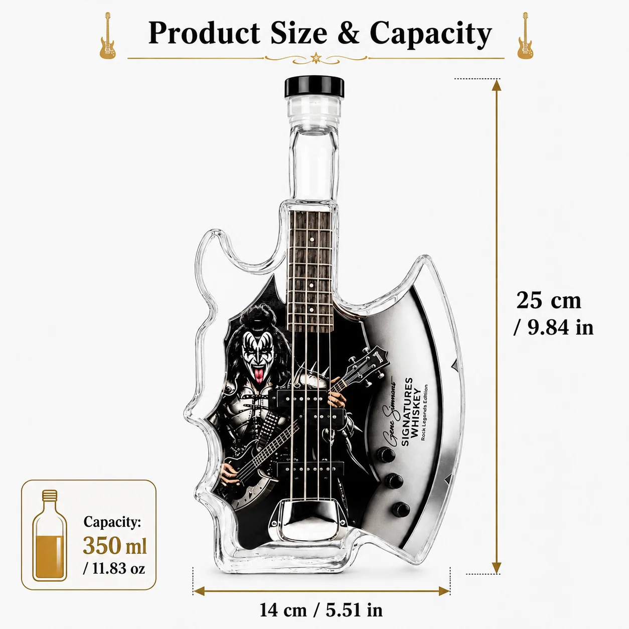 Gene Simmons Axe Bass Guitar Whiskey Decanter KISS Rock Band Themed Glass Liquor Bottle Home Bar Decoration Collectible Gift 260825 - view 7