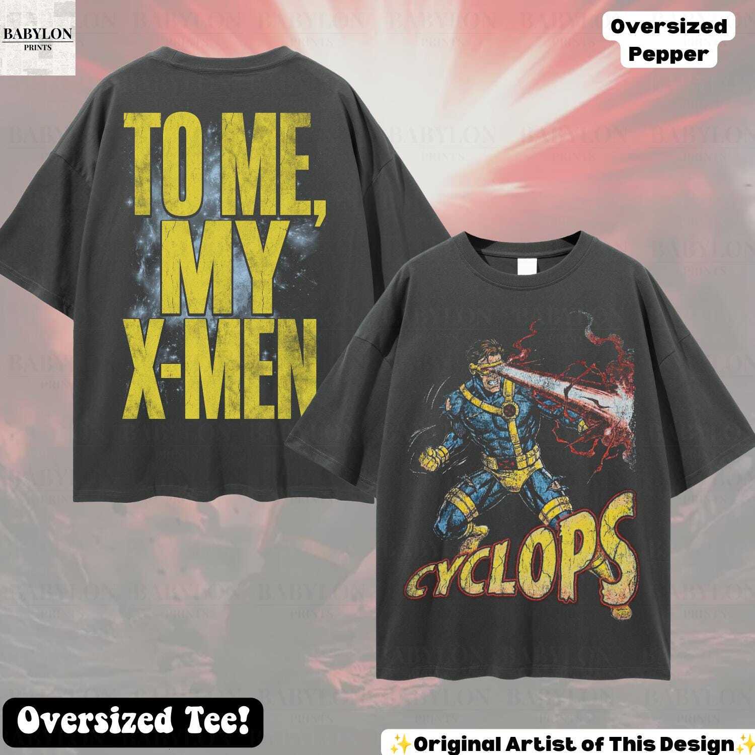 Oversized Cyclops Shirt Front Back Print Shirt Graphic Tee Marvel Merch Scott Summers X Men Mutant Shirt - view 4