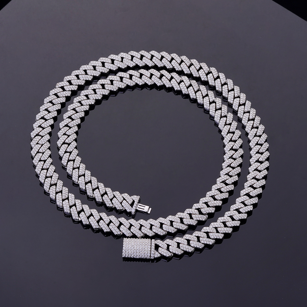 Hip Hop Custom Jewelry Gold Plated Iced VVS Moissanite 925 Sterling Silver Miani Cuban Link Chain Necklace GRA Certified Unisex - view 4