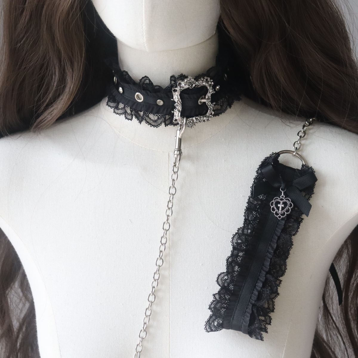 Dark style punk leather buckle collar spicy girl Y2K gothic - view 4