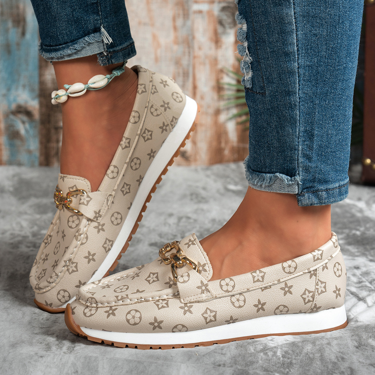 luxury shoes 2026 designer Shoes Women Slip-On Platform Loafers Metal Chain Buckle PU Flat Moccasins Ladies Casual Thick-Sole Daily Shoes free shippin - view 7