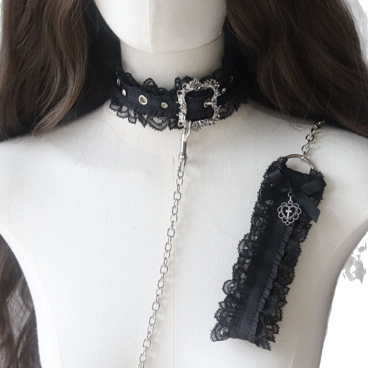 Dark style punk leather buckle collar spicy girl Y2K gothic - view 6