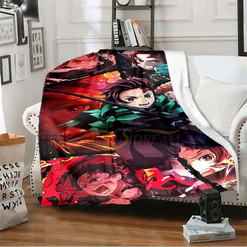 Demon Slayer Tanjiro Nezuko Flannel Throw Blanket Soft Warm Printed Fleece Blanket Cartoon Blanket Super Soft Plush Throw Blanket Holiday Decor For Gi - view 5