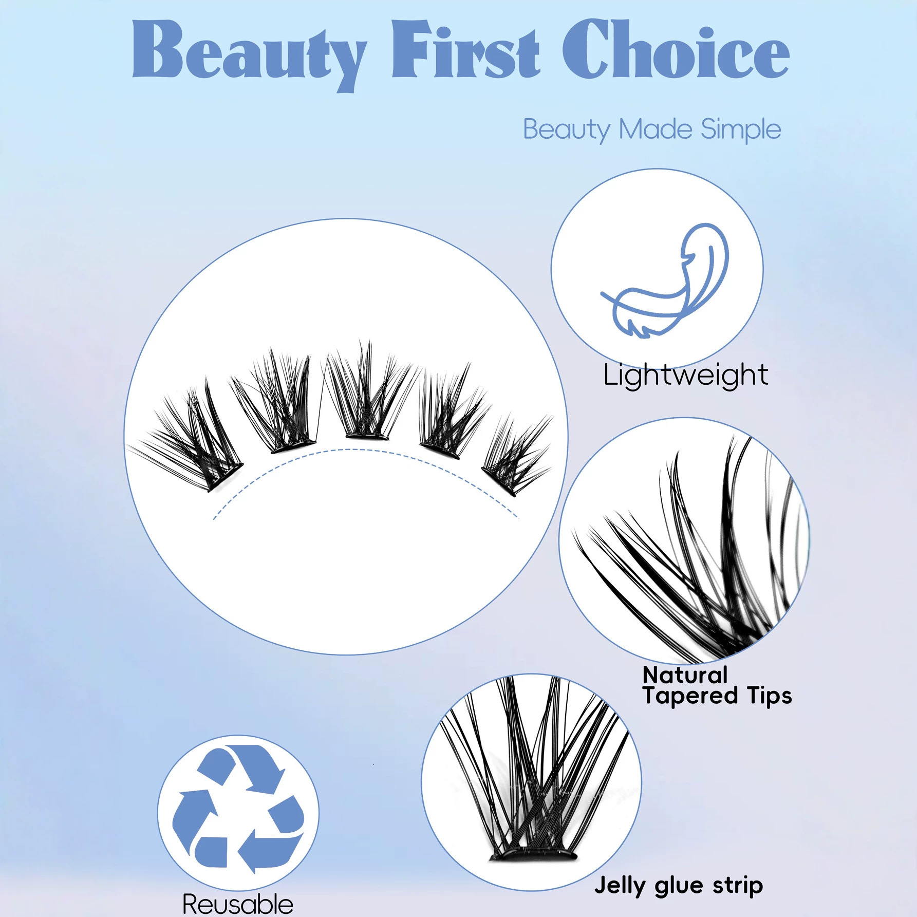Glue-free self-adhesive false eyelashes, pure desire fox-style self-grafting segmented lazy three-step eyelashes - view 5
