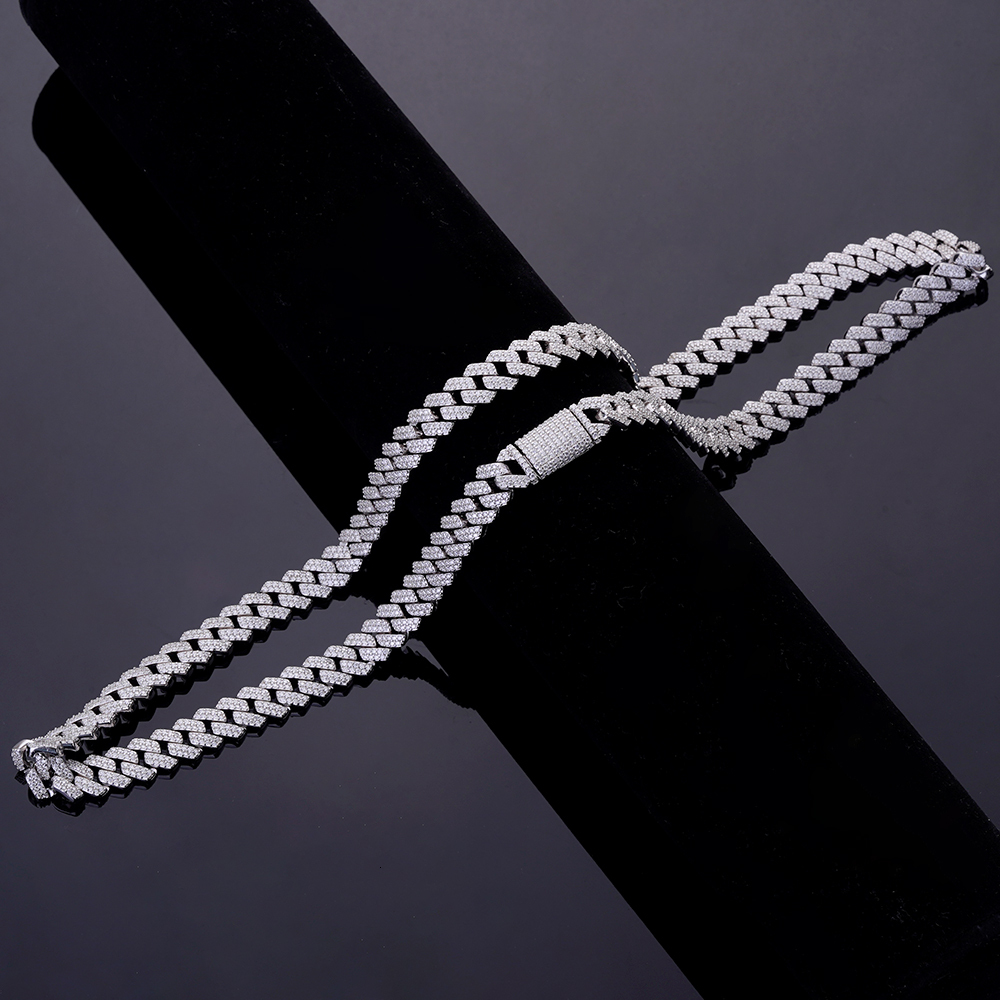 Hip Hop Custom Jewelry Gold Plated Iced VVS Moissanite 925 Sterling Silver Miani Cuban Link Chain Necklace GRA Certified Unisex - view 3