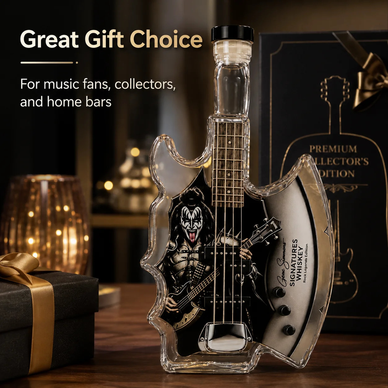 Gene Simmons Axe Bass Guitar Whiskey Decanter KISS Rock Band Themed Glass Liquor Bottle Home Bar Decoration Collectible Gift 260825 - view 5