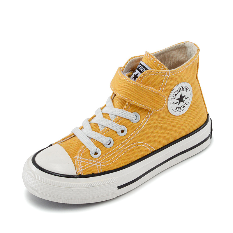 new Free shipping Childrens shoes Children's high top canvas shoes new breathable and comfortable white shoes - view 9
