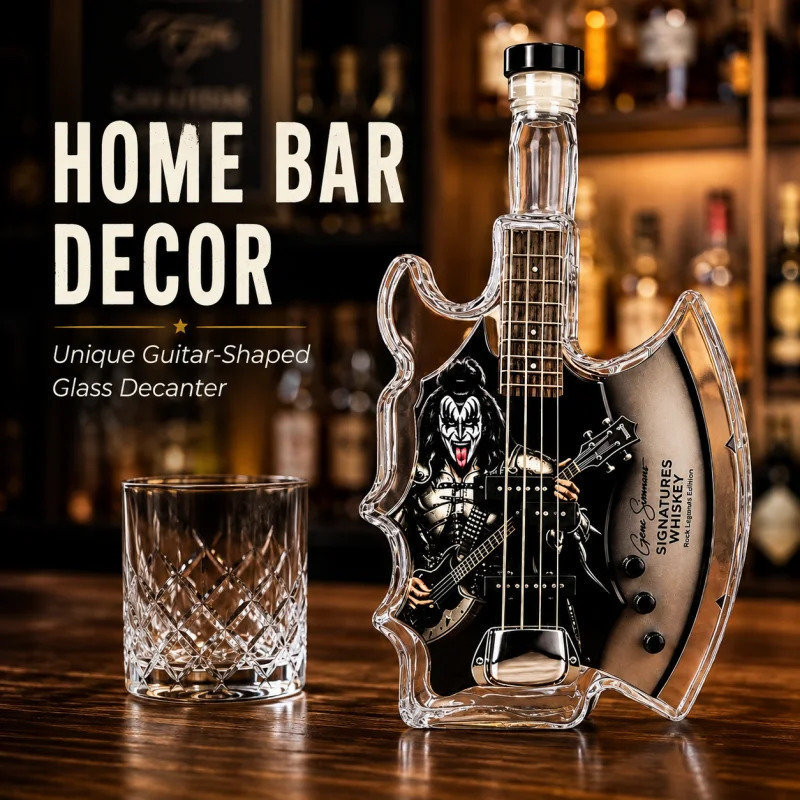 Gene Simmons Axe Bass Guitar Whiskey Decanter KISS Rock Band Themed Glass Liquor Bottle Home Bar Decoration Collectible Gift 260825 - view 3