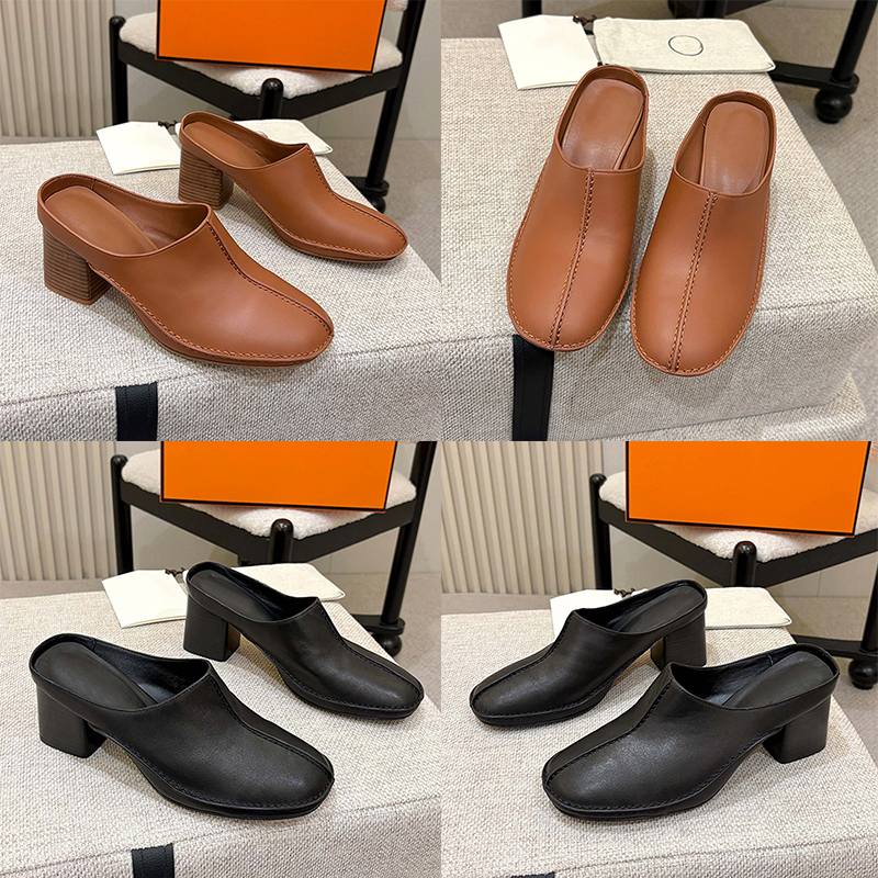 Pelle Di Vitello Da Donna Maureen 70 Mules Designer Punta Quadrata Scarpa Apert…