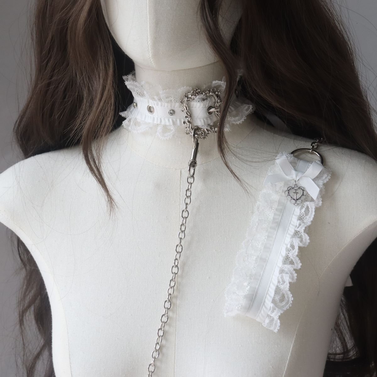 Dark style punk leather buckle collar spicy girl Y2K gothic - view 3