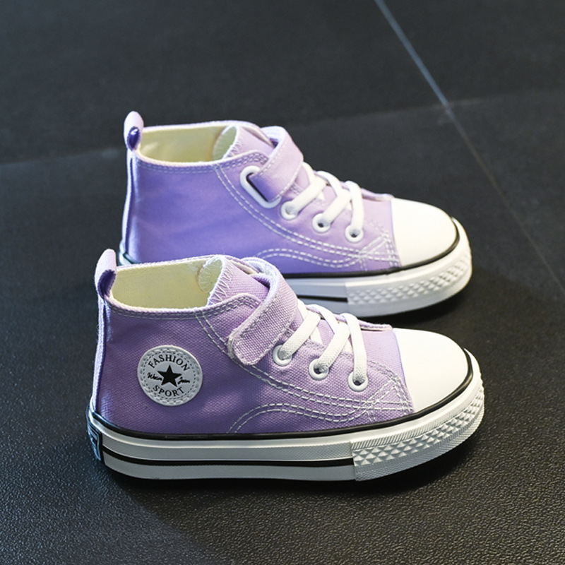 new Free shipping Childrens shoes Children's high top canvas shoes new breathable and comfortable white shoes - view 5