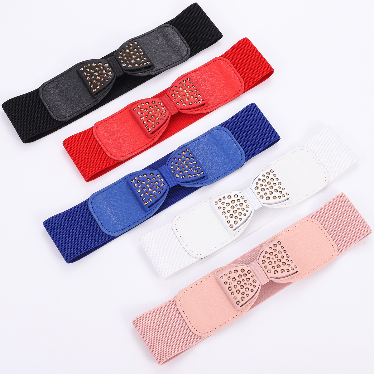 Versatile Elastic Wide Waist Belt with Vintage Fashion Bow D - view 5