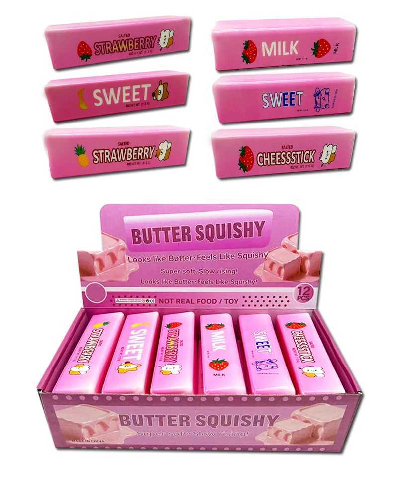 12PCS Pack Butter Squishy Toys Strawberry Rainbow Printed Stress Ball Slow Rebound Stress Relief Sensory Toys Gifts Bulk X260826 - view 7