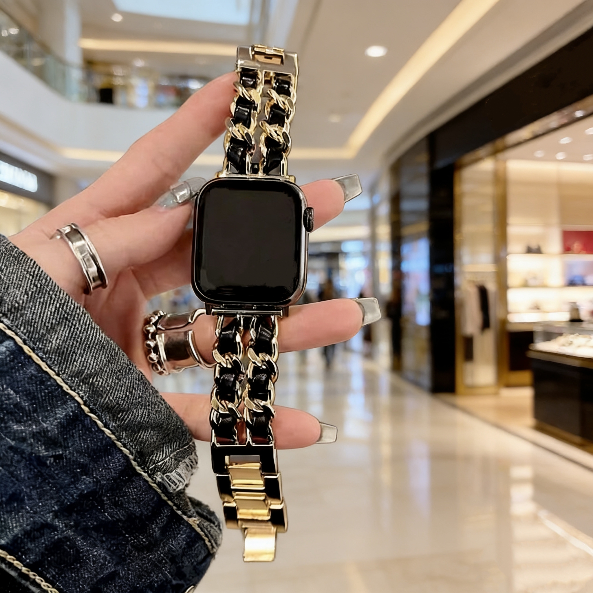 Watch Strap Fashion Leather Stainless Steel Bracelet Link For Apple Watch Band Series Strap Tcehub