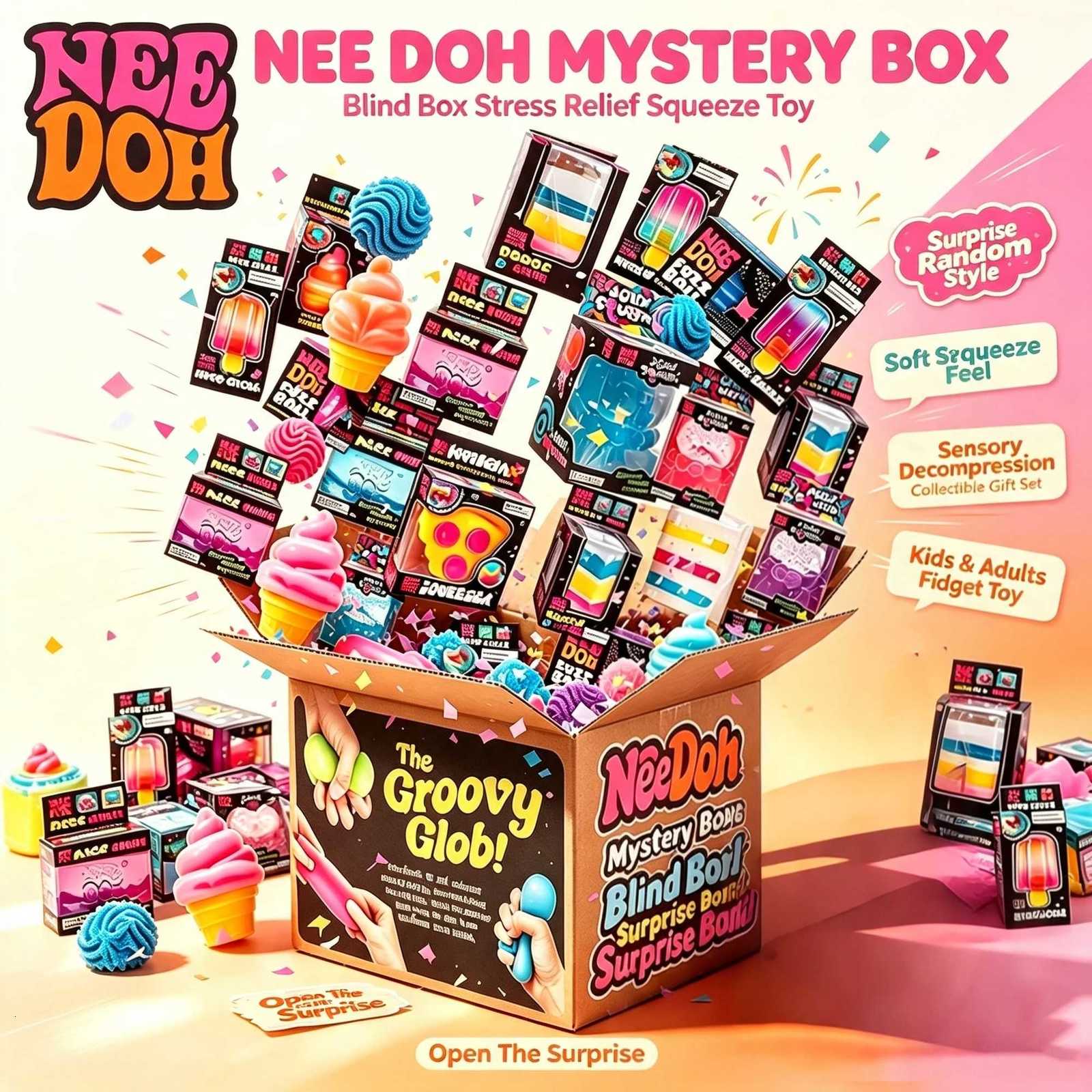 NeeDoh Schylling Jellyfish Cube Squish Stress Relief Sensory Toy Blind Box Soft Gel Squeeze Toy Mystery Pack for Relaxation X260826 - view 7