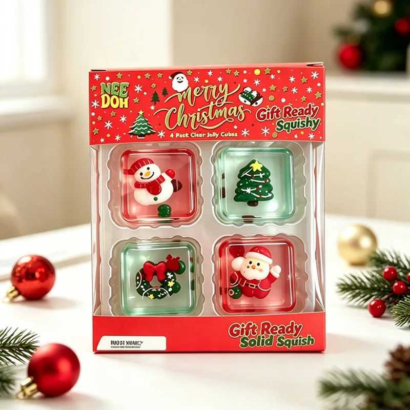 Christmas NEEDOH Mini 4-pack Set Nice Cube Stress Relief Squishy Cube Anti-Anxiety Squeeze Object Fidget Toy Holiday Gifts Set X260826 - view 3