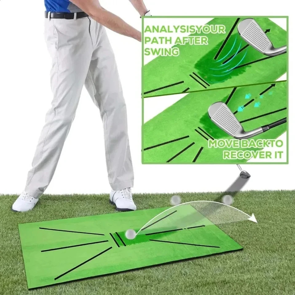 Golf Training Mat Swing Practice Pad with Trajectory Marking for Batting Direction Detection 260826