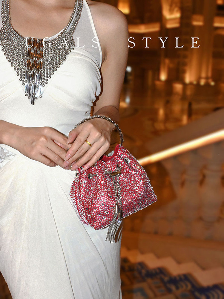 Rhinestone Evening Purses And Handbag Luxury Designer Shoulder Shiny Crystal Clutch Purse Bucket Bag - view 4