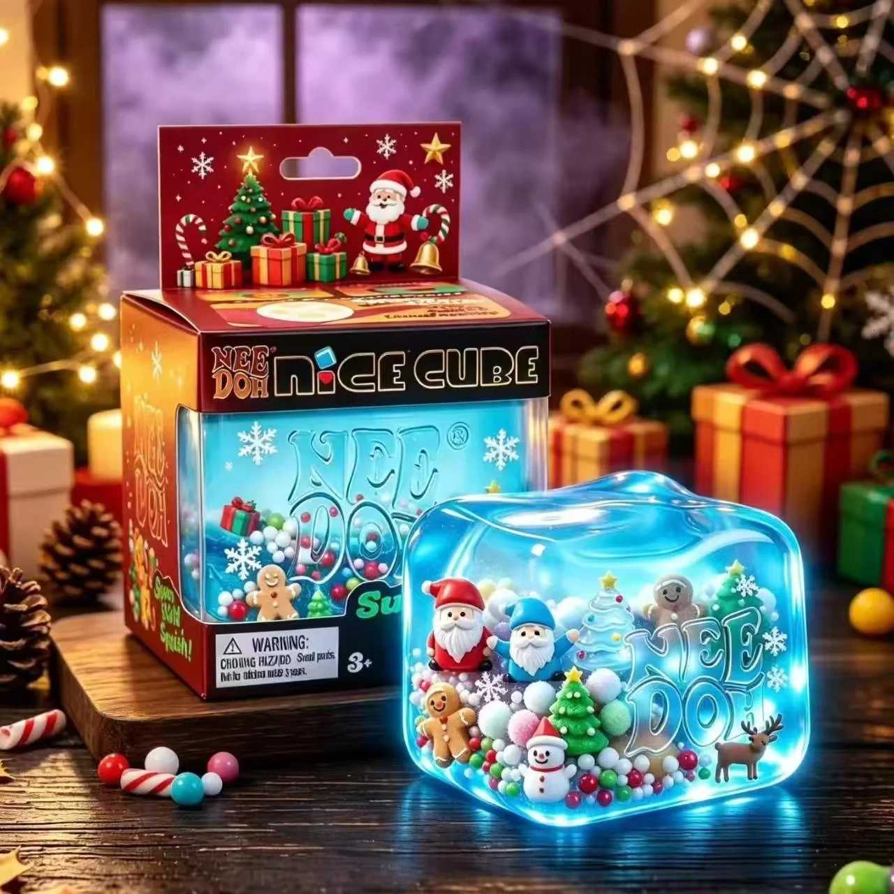 NeeDoh Nice Cube Squishy Toy Halloween Christmas Themed Squeeze Fidget Cube Stress Relief Sensory Toy Kids Adults Holiday Gift X260826