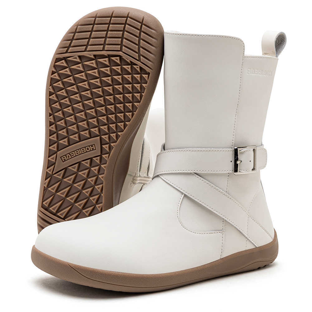 Boots HOBIBEAR Barefoot Wide Width Women Artificial Leather Mid-Top Ankle Boots Zero Drop Side Zipper Lightweight Walking Shoes H260828