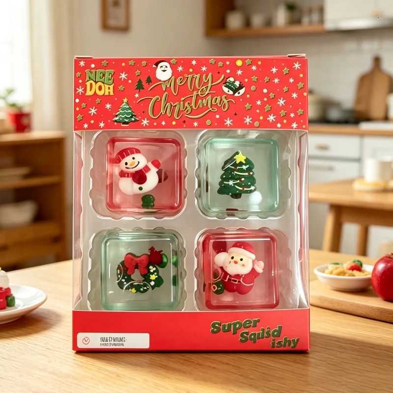 Christmas NEEDOH Mini 4-pack Set Nice Cube Stress Relief Squishy Cube Anti-Anxiety Squeeze Object Fidget Toy Holiday Gifts Set X260826 - view 5