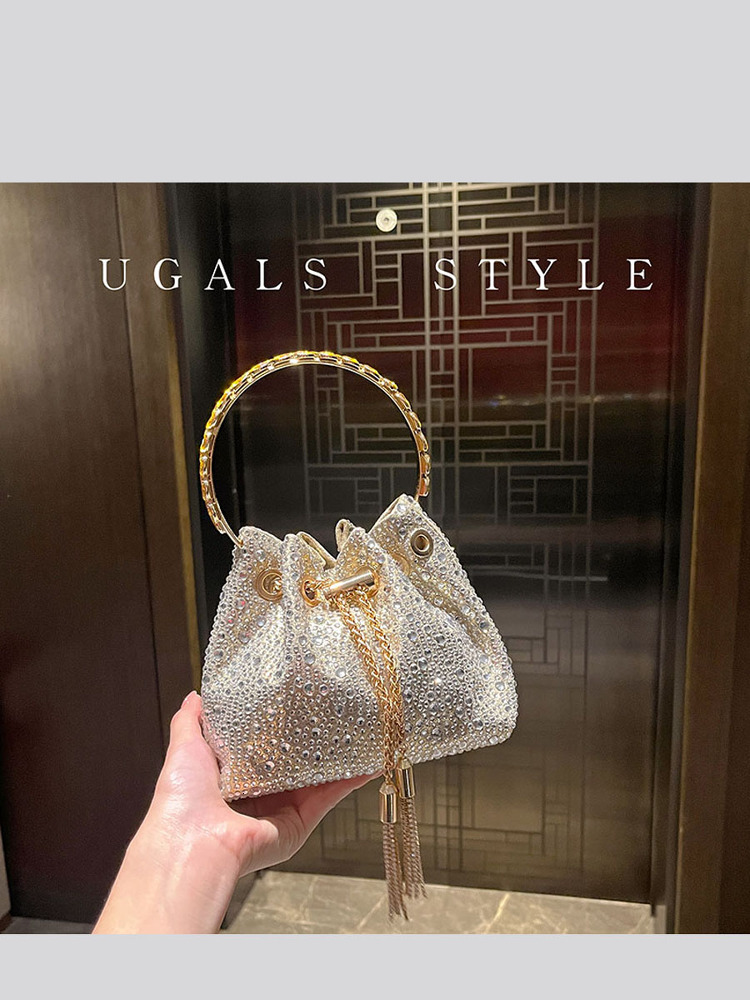 Rhinestone Evening Purses And Handbag Luxury Designer Shoulder Shiny Crystal Clutch Purse Bucket Bag - view 6