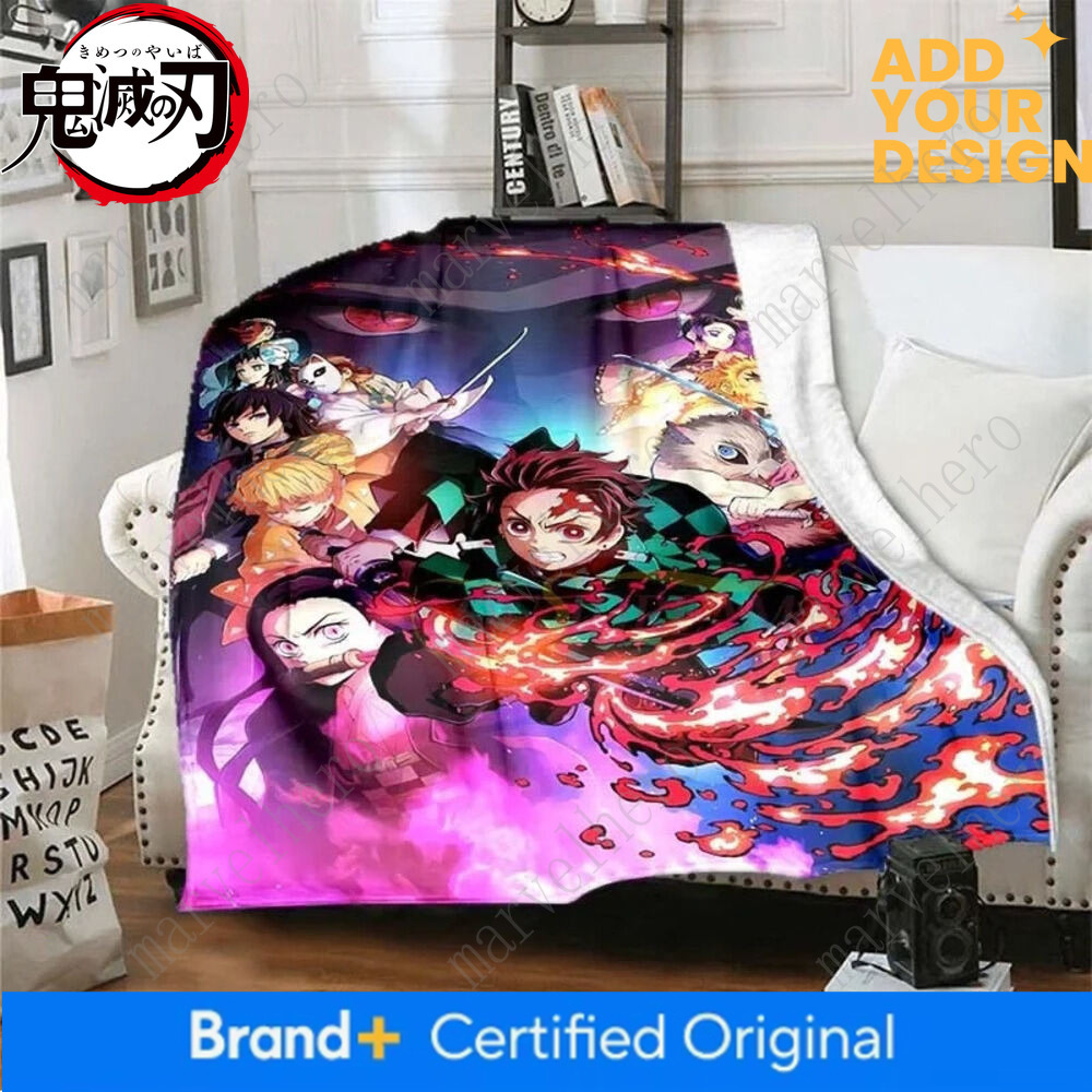 Demon Slayer Tanjiro Nezuko Flannel Throw Blanket Soft Warm Printed Fleece Blanket Cartoon Blanket Super Soft Plush Throw Blanket Holiday Decor For Gi