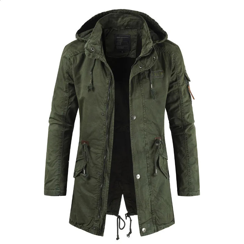 Mens Jackets Hooded Trench Outerwear Casual Solid Outdoor Coat Military Windbreaker Fashion Windproof Jacket Mens Clothing 260827 - view 7