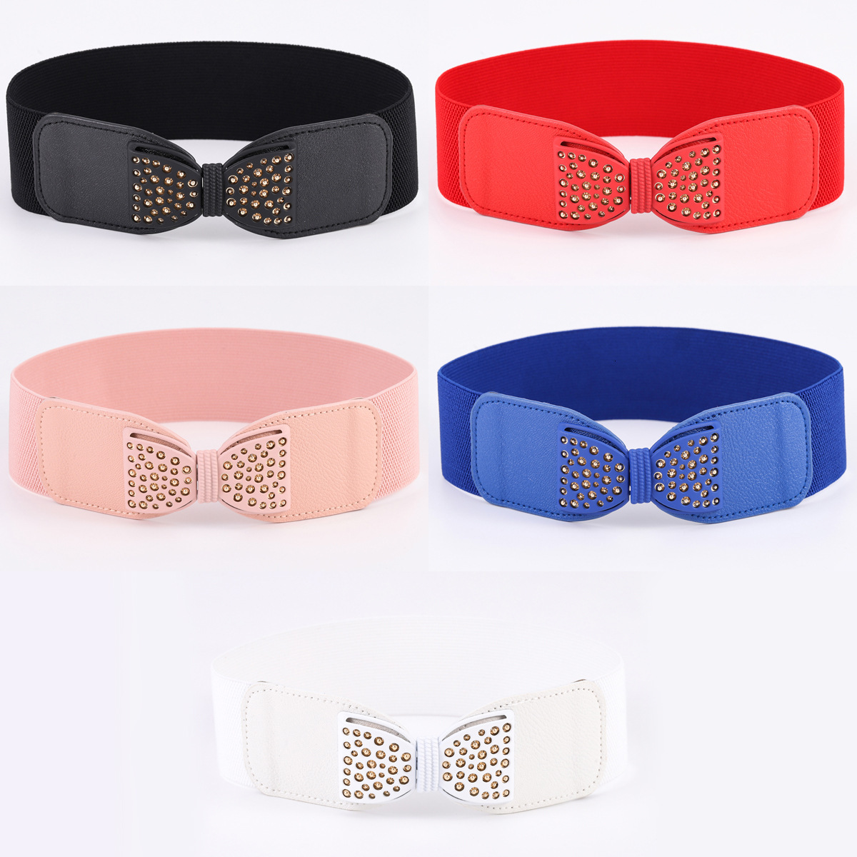 Versatile Elastic Wide Waist Belt with Vintage Fashion Bow D - view 3