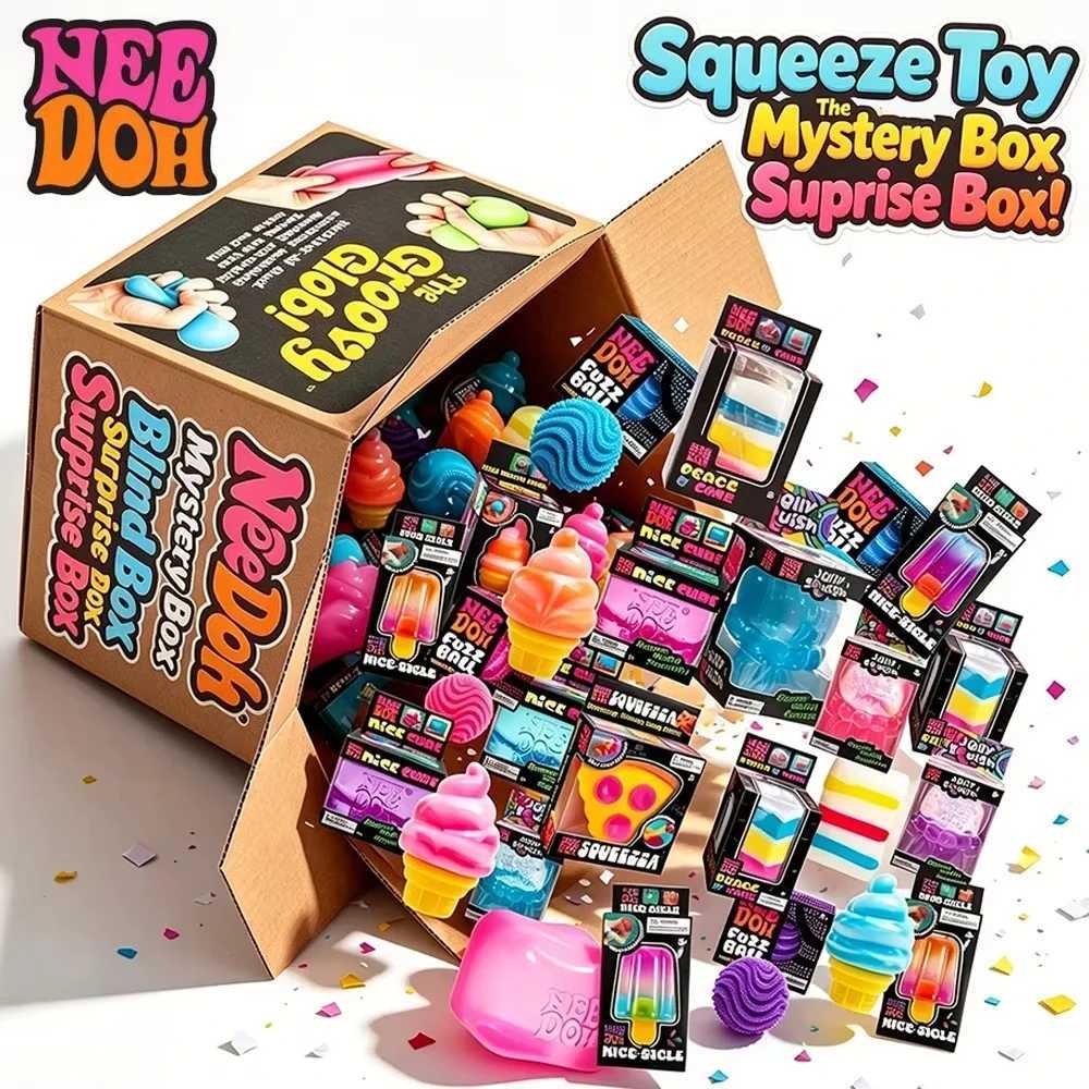 NeeDoh Schylling Jellyfish Cube Squish Stress Relief Sensory Toy Blind Box Soft Gel Squeeze Toy Mystery Pack for Relaxation X260826