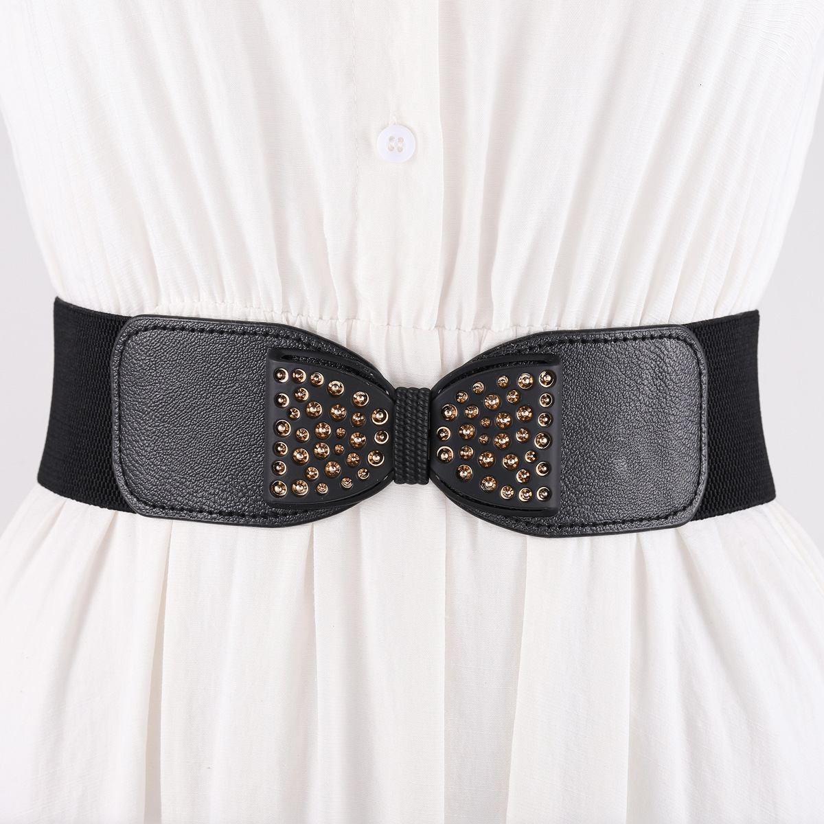Versatile Elastic Wide Waist Belt with Vintage Fashion Bow D - view 4