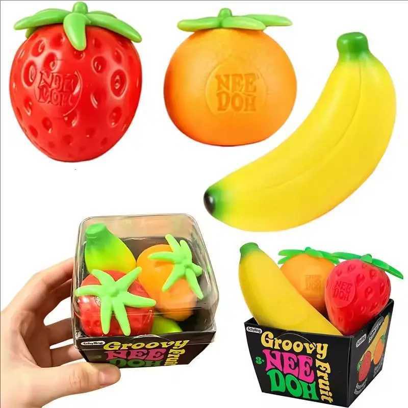 New Fruit NeeDoh Squishy Toy Simulated Strawberry Bananab Orange Fidget Sensory Toy Stress Relief Anti-Anxiety TPR Toy X260826 - view 6