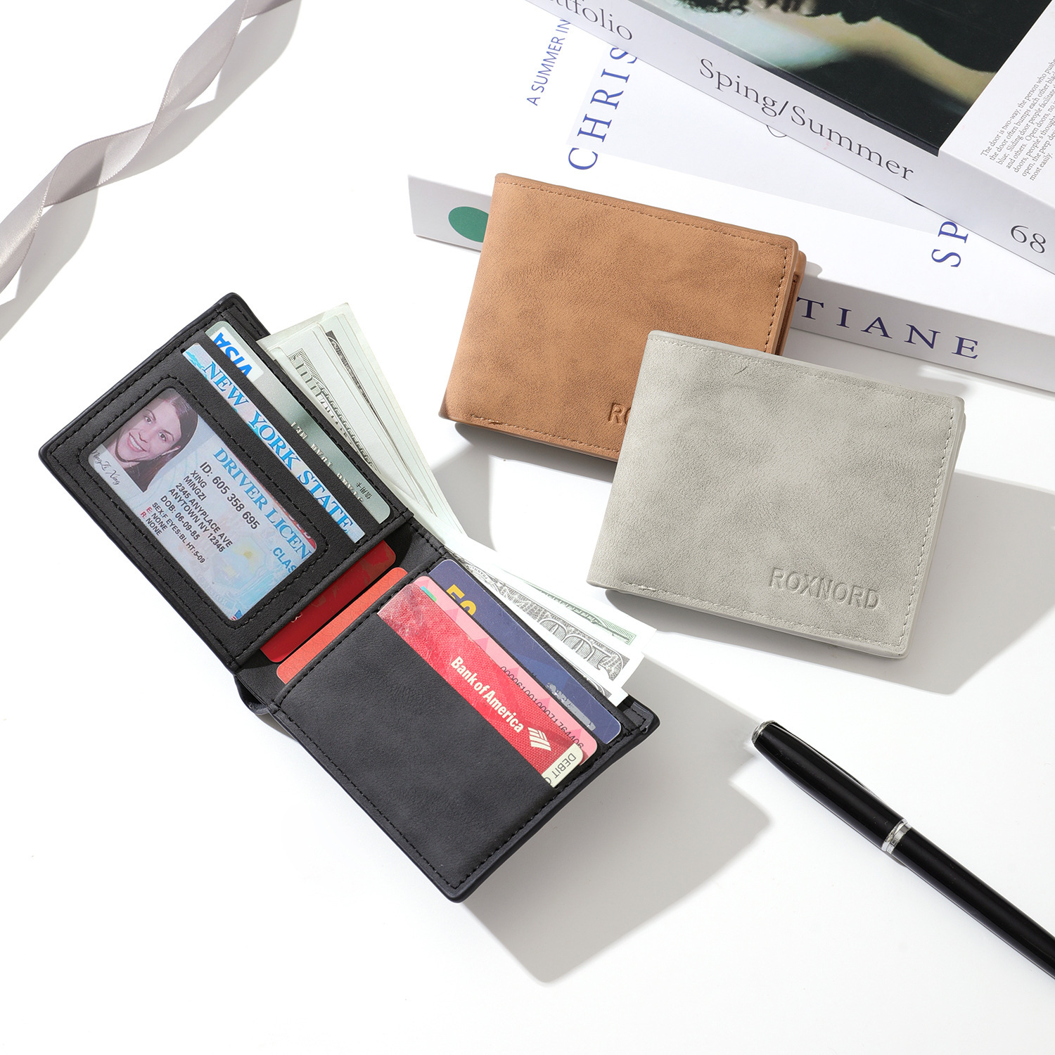 Men's Short Fashionable and Simple Horizontal Style, Matte Soft Leather Card Holder, Thin Student Wallet, Wholesale - view 4