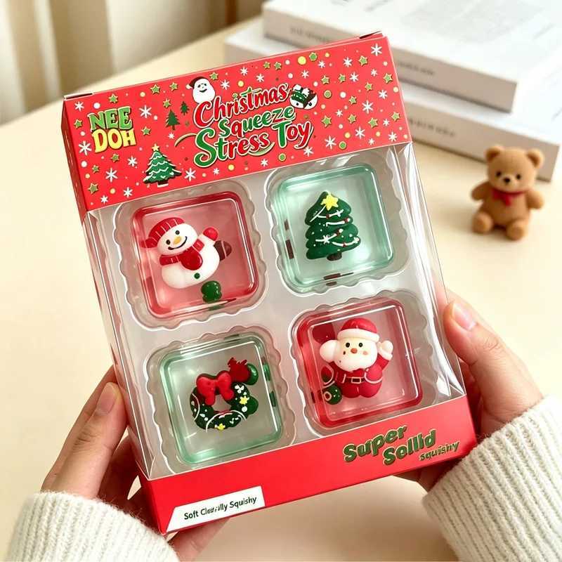 Christmas NEEDOH Mini 4-pack Set Nice Cube Stress Relief Squishy Cube Anti-Anxiety Squeeze Object Fidget Toy Holiday Gifts Set X260826 - view 6