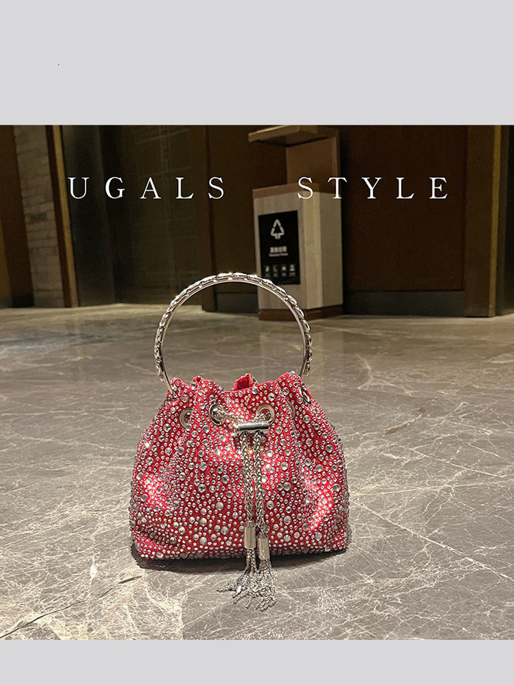 Rhinestone Evening Purses And Handbag Luxury Designer Shoulder Shiny Crystal Clutch Purse Bucket Bag - view 5