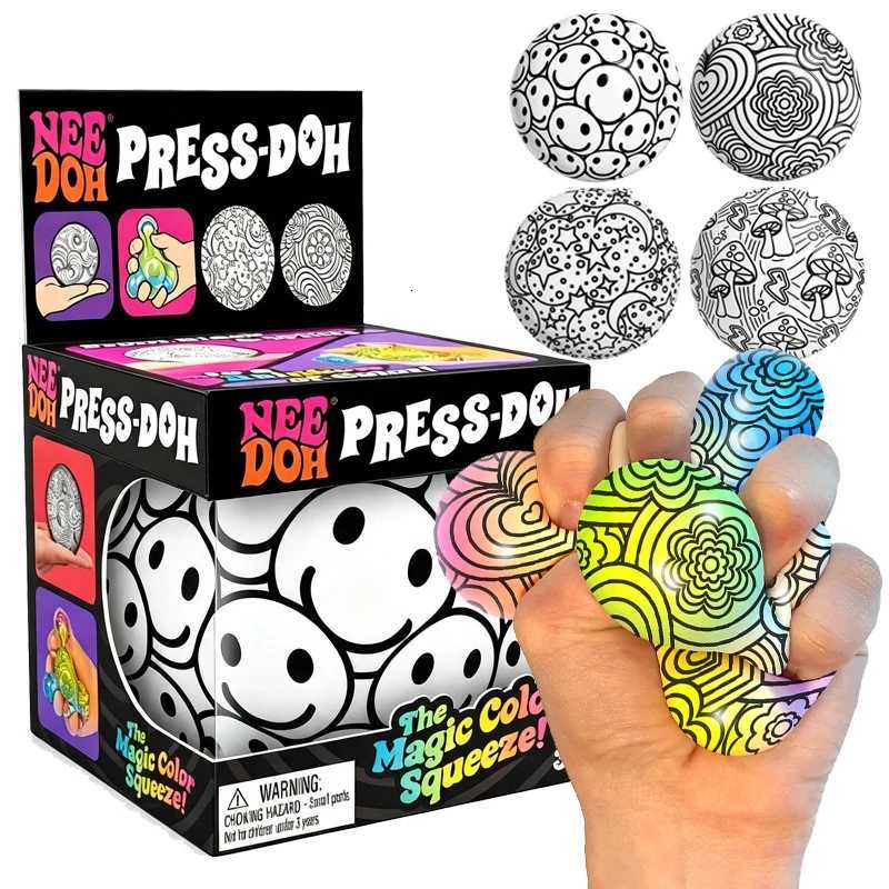 Schylling Needoh Press-Doh Color Changing Squeeze Fidget Ball Toy Dough Filled Doodle Pattern Fast Rebound Sensory Autism Toy X260826 - view 1