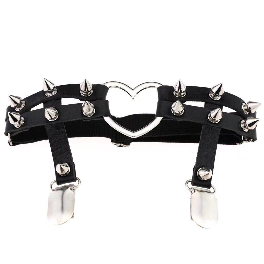 garter belt leather sexy rivet thigh straps punk adjustabl - view 6