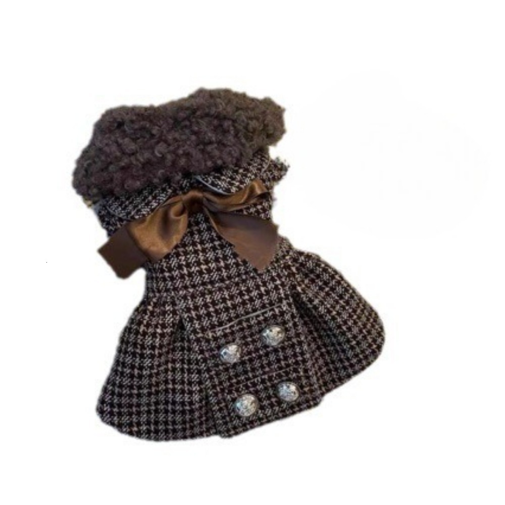 Petiontol Pet Autumn Winter Checkered Princess Dress Teddy Cat Woolen Coat Cute Tank Top Skirt Dog For Small Dogs Puppy Clothes - view 6