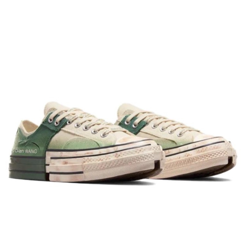 Feng Chen Wang x Converse DeconstructionSeries Lace Up Color Block Low Top CanvasShoes Beige Green - view 5