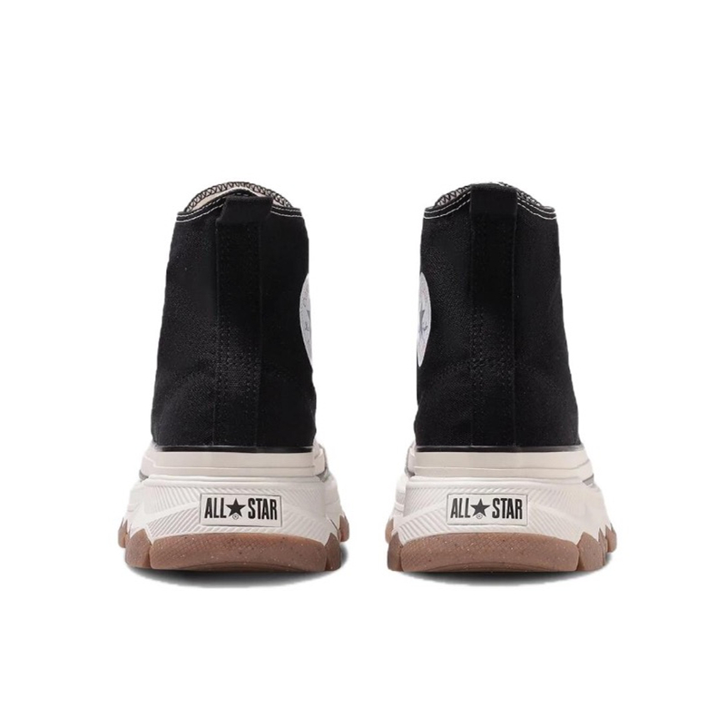 Converse All Star Men Women Canvas Sneakers, Black High Top Lace Up Shoes, Chunky Platform Gum Rubber Sole Street Style Casual Walking Board Shoes - view 6